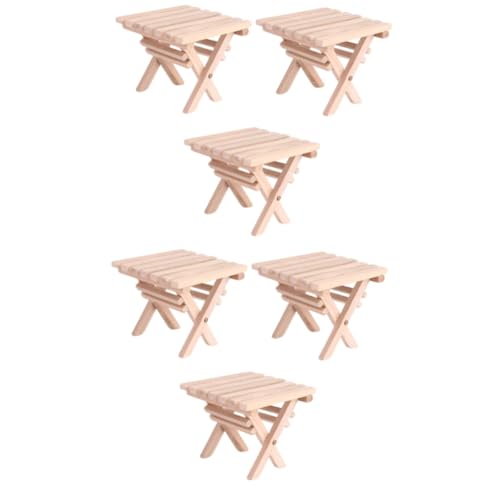 KOMBIUDA 6 STK Shiwan Klapptisch Klappbarer Tisch Couchtischdekoration Miniaturmöbel Mini-Stuhl Living Room Decoration wohnzimmerdeko Mikro-Landschaftsmöbel Mini-Hausverzierungen hölzern von KOMBIUDA