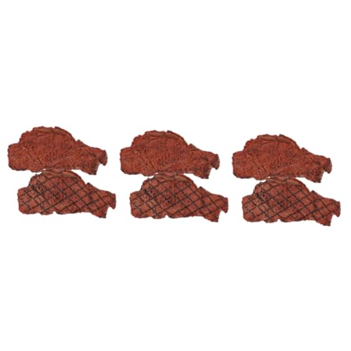 KOMBIUDA 6 STK Steak-Modell Gefälschtes Steak-Spielzeug Gefälschte Steak-Requisiten Künstliche Steak-Ornamente Tischdekoration Fleisch Simulationsfrucht Steak-Foto-Requisite Brown PVC von KOMBIUDA