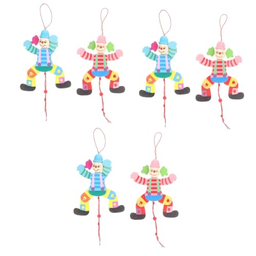 KOMBIUDA 6 STK Zugleinen-Clown-Spielzeug Marionette Cartoon-Clown-Spielzeug Puppen Handpuppe Lustiges Clownhandwerk Clown-Puppe Holz von KOMBIUDA