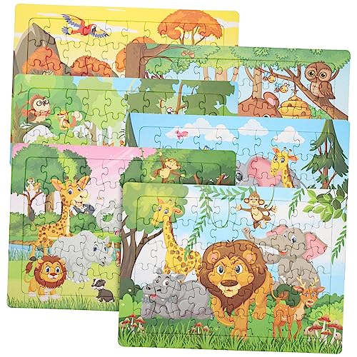 KOMBIUDA 6 Sätze Tierpuzzles Aus Papier Tiere Exquisites Papierpuzzle Müllbeutel Kinderhalterung Kleine Tonne Spiele Geschenkdekoration Dinosaurier Süßigkeiten Pole von KOMBIUDA