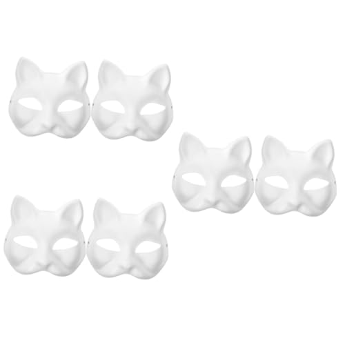 KOMBIUDA 6 Stk Diy-weißbuch Maskerade Maske Weiß Halloween-hälfte Katzenfrau Weiße Masken Unbemalte Maskerade Maskenkostüm Spitze Katze 2 -maske Fuchs-cosplay-maske Bärenmaske Papier von KOMBIUDA