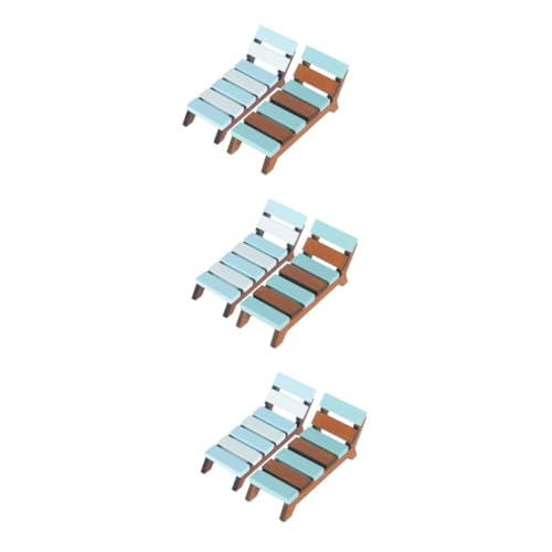 KOMBIUDA 6 Stück Mini Strandliege Loungewagon Liegestühle Liegestuhl Liegestuhl Liegestuhl Liegestuhl Strandstuhl Liegestühle Liegestuhl Miniaturen Strandliegestuhl Birke von KOMBIUDA