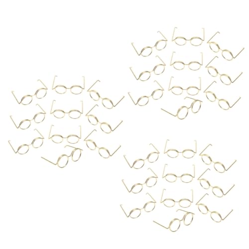 KOMBIUDA 60 STK Mini-brillengestell Metallische Gläser Miniatur-Dinge Mini-Sonnenbrille Für Puppen Puppe Verkleiden Brillengestell Kleine Puppenbrille Puppenzubehör Mini-puppenhaus Golden von KOMBIUDA