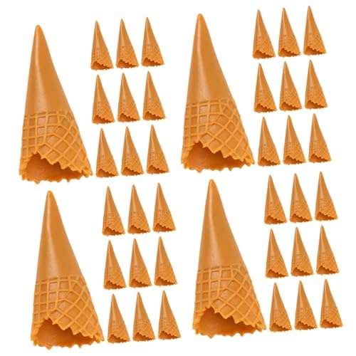 KOMBIUDA 60 STK Simulationskegel Eistüten-essensspielzeug Eistüten-Display-Requisite Gefälschtes Eistütenmodell Künstlicher Keks Dessert-simulationsmodell Mini-eiswaffel Light Brown PVC von KOMBIUDA