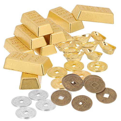 KOMBIUDA 60St Modelldekoration aus Goldmünzen Dekoration Tischdekoration Gold Barren goldene Barrenverzierung bastelset Kleiner Hausgoldbarren Schreibtischschmuck Papier von KOMBIUDA