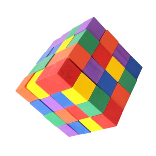 KOMBIUDA 60St farbige Bausteine Geometrie-Puzzle stapeln Gebäude Platz Kunst Intelligenz-Bausteine Lernspiel für pädagogische Bausteine blockiert hölzern von KOMBIUDA