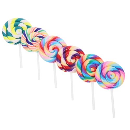 KOMBIUDA 6Pcs Simulation Lollipop Spielzeugzauber Lollipops Big Regenbogen Lollipop Mehrfarbig Lollipop Soft Clay Lollipop Propop Riesen Lollipop Fußball Lollipop Lollipop Charm Polymer von KOMBIUDA