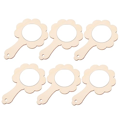 KOMBIUDA 6St Holzspiegel Kinderspielzeug unfertiges Spiegelspielzeug schminke eulenspiegel Kinder basteln für Kinder Kid Toys handgefertigte Handspiegel unvollendeter Spiegel hölzern Khaki von KOMBIUDA