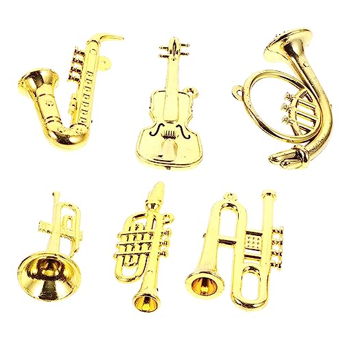 KOMBIUDA 6St Instrumentensatz bastelmaterial für Kinder bastelsets für Kinder musikspielzeug Saxophon Miniatur-Saxophon Puppenhausminiaturen Mini-Instrumentenset Plastik Golden von KOMBIUDA