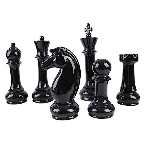 KOMBIUDA 6St Schach Ornamente schachcomputer Chess Schach Dekoration schachspiele schachkassette Schachbrett Mahjong-Tisch Schachverzierung aus schwarzer Keramik Schach aus Keramik Black von KOMBIUDA