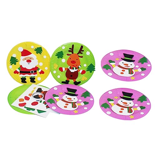 KOMBIUDA 6St Weihnachtspappteller Tablettaufkleber selber Machen Weihnachtsstrumpf Stuffer Bastelmaterial für Kinder bastelsets für Kinder Weihnachten Tablett Aufkleber Spielzeug Papier von KOMBIUDA