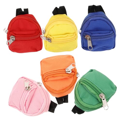 KOMBIUDA 6St kleine Schultasche Puppenhaus-Rucksack Mini-Puppentasche Puppenhauszubehör Spielzeug Rucksack Puppen Rucksack Set Kleiner Rucksack-Schlüsselanhänger Puppenrucksack Polyester von KOMBIUDA