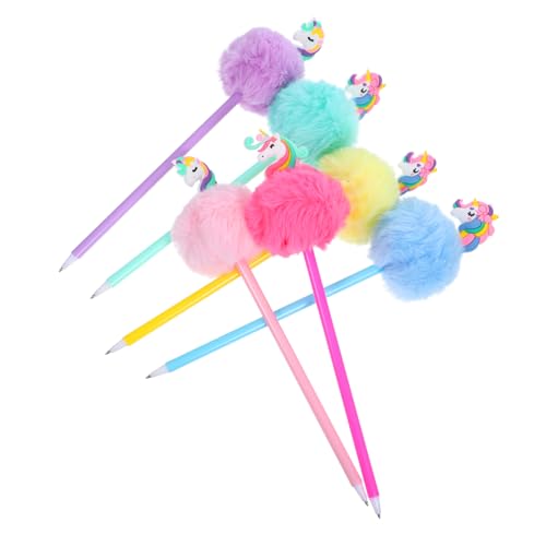 KOMBIUDA 6st Kugelschreiber Stift Mehrfarbig Mehrfarbige Stifte Flauschiger Stift Tierischer Stift Einhörner Stift Cartoon-stifte Pompons-Stift Stifte Für Kinder Neuheitsstift Plüsch von KOMBIUDA