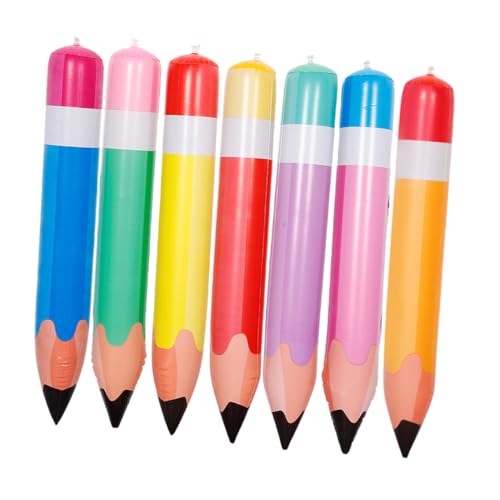 KOMBIUDA 7St aufblasbarer Bleistift Aufblasbarer PVC-Bleistift Zurück zur Schule Requisiten Bleistiftdekore Großes Bleistiftspielzeug Schulluftballons zurück zu den Schulbleistiften von KOMBIUDA