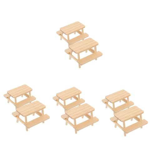 KOMBIUDA 8 STK Puppenhausmöbel Mini-esstischstuhl Puppenhaus-Miniatur-couchtisch Fee Gartenmöbel Ornamente Gartenmöbelverzierungen Spielhaus Möbel Spielzeug 1/12 Miniaturmöbel Khaki Hölzern von KOMBIUDA