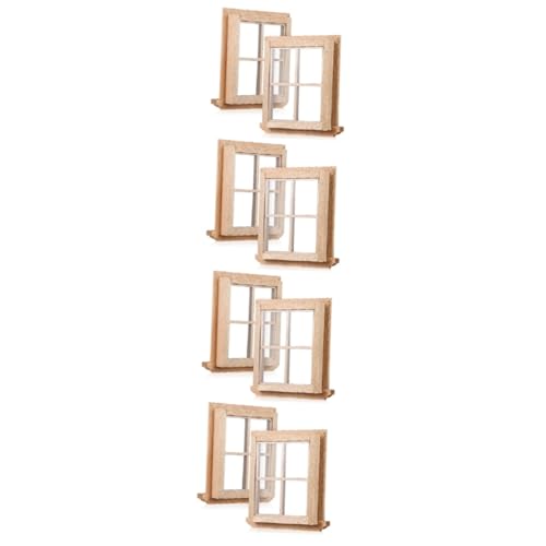 KOMBIUDA 8 STK Vier-Fenster-Puzzle Spielzeug Puppenhausmöbel Miniaturfenster Zum Basteln Rahmen Bausatz Unbemalte Puppenhaustür Zubehör Miniatur-hausmöbel Modell Miniaturen Simulation Birke von KOMBIUDA