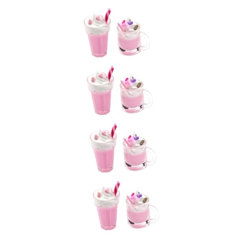 KOMBIUDA 8 Stück Mini Erdbeer Milchshake Miniatur Puppenhaus Zubehör EIS Eiscreme Gefälschte Lebensmittel Ornament Mini Küchenzubehör Puppenhaus Zubehör Mini Dekoration von KOMBIUDA