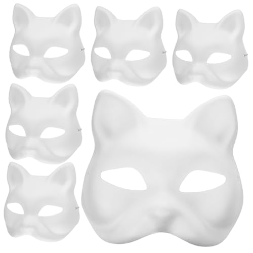 KOMBIUDA 8St Zellstoff-Blank-Maske DIY Gesichtsmaske aus Papier DIY bemalbare Maske halloween masken halloweenmaske Gesichtsmaske für Kinder Halloween-Maske bemalbare Katzenmaske Weiß von KOMBIUDA