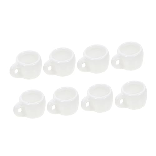 KOMBIUDA 8er Set Mini Keramiktassen Miniatur Kaffeetassen Für Puppenstuben Küchen Und Foto Requisiten Weiße Porzellanbecher Für Kinderküche Und Rollenspiele von KOMBIUDA