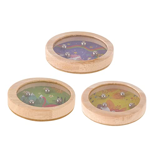 KOMBIUDA 9 STK Palm-Balance-Spiel Labyrinth Puzzles Perlen Labyrinth-Spiel Fidget Slug Spielzeug magnetische Labyrinthtafel Magnettafel Holzspielzeug Spielspielzeug für Kinder Stahl von KOMBIUDA