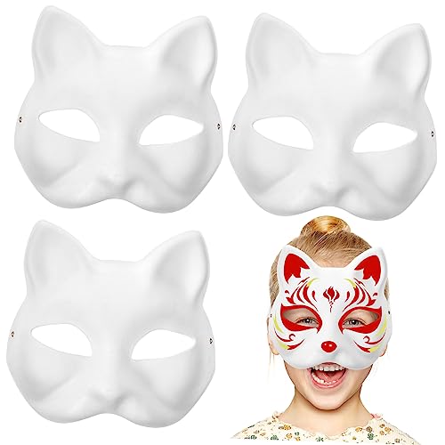 KOMBIUDA 9 Stk leere weiße Regenkatzenmaske Katzenohren und Gesichtsmaske Cosplay Halb-Therian- Dino- pelzig 1 Katze Schutzmaske Masken Party- Halloween- von KOMBIUDA