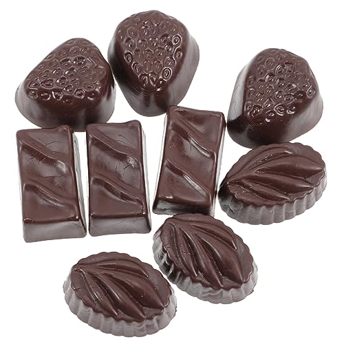 KOMBIUDA 9 Stück Simulationsschokolade Faux-Dessert gefälschter Keks Schokoladen-Anhänger Pralinen schokoladenform Chocolate Mold Desktop-Kinderspielzeug kleines Schokoladendekor von KOMBIUDA