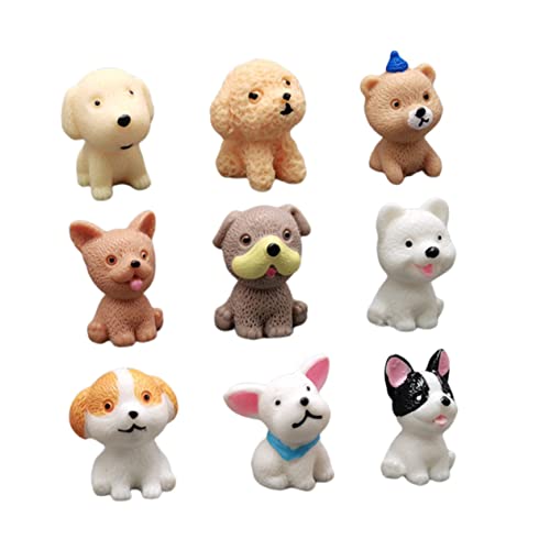 KOMBIUDA 9st Mini-welpen-Ornament Hund Tiere Auto Haustier Züchten Figuren Kauer Bindestrich Cupcake-verzierung Welpenverzierung Miniatur-tierornamente Colorful Harz von KOMBIUDA