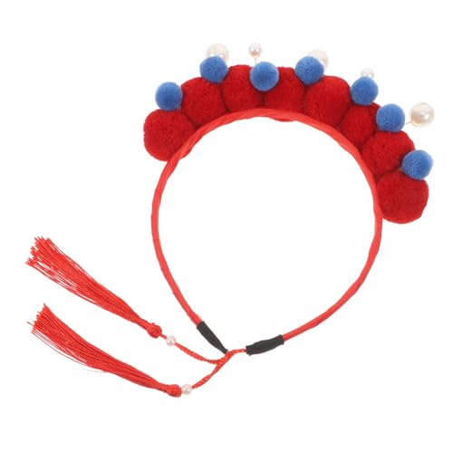 KOMBIUDA Ball Quaste Band Geburtstag Haarband Frauen Chinesischen Stil Kreative Stirnband Kopfbedeckung Bogen Perle Zubehör Requisiten Alte Stirnband Chinesische Haar Accessoires von KOMBIUDA