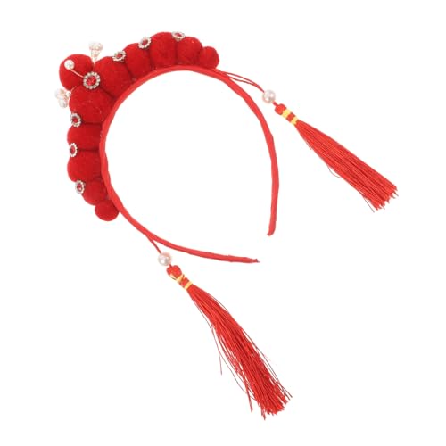 KOMBIUDA Ball Quaste Band Geburtstag Haarband Frauen Chinesischen Stil Kreative Stirnband Kopfbedeckung Bogen Perle Zubehör Requisiten Alte Stirnband Chinesische Haar Accessoires von KOMBIUDA