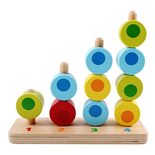 KOMBIUDA Blöcke Bausteine ​​zur Farbabstimmung Kinderzubehör Geometrische Säulentafel Farbbausteine ​​Formen Holzkonstruktion Frühpädagogisches Matching-Puzzle Hölzern Colorful von KOMBIUDA