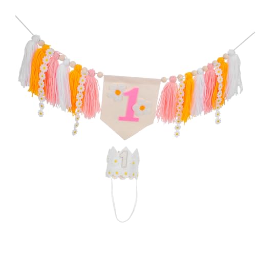 KOMBIUDA Daisy Hochstuhl Banner mit Krone Wiederverwendbare Geburtstagsdeko für Mädchen Filz Blumige Tischdekoration Festliche Partyornamente für Junge Mädchen Geburtstag KOMBIUDA Daisy Hochstuhl Banner mit Krone Wiederverwendbare Geburtstagsdeko für Mädchen Filz Blumige Tischdekoration Festliche Partyornamente für Junge Mädchen Geburtstag von KOMBIUDA