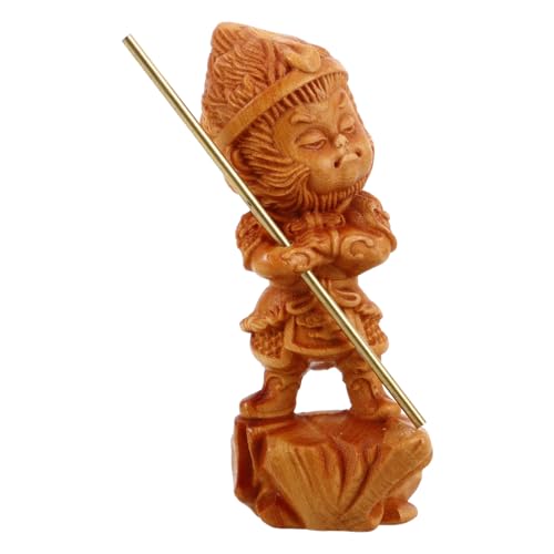 KOMBIUDA Dekorationsstücke Von Monkey King Wukong-Statue Kung-fu-Figuren Mini-affenfigur Affenkönig Figur Affendekorationen Miniatur-affenfigur Tierskulptur Aus Holz Hölzern Light Brown von KOMBIUDA