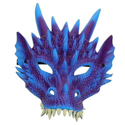 KOMBIUDA Drachenmaske Schöne Tiermasken - Drachen Kostüm Maske Monstermaske Drachenbälle Maskenball Masken Dämonenflügel Tierische Partymasken Halbmaske Violett Halloween Unheimlich Kind Pu von KOMBIUDA