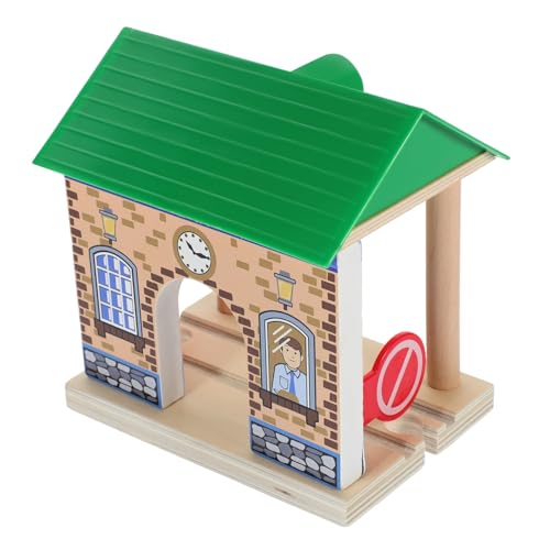 KOMBIUDA Gleiszubehör Rollenspiel im Bahnhofsspielzeug holzeisenbahn für Kinder Train Set for zubehör für den zugbau aus Holz Modell eines Bahnhofs aus Holz Puzzle Plattform Requisiten von KOMBIUDA