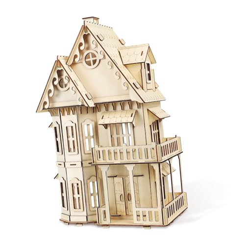 KOMBIUDA Gotisches Villa Puzzle Holzpuzzle Zusammenbau Eines Hauspuzzles Holzhausmodell 3D Holzpuzzles Für Erwachsene Holzhauspuzzle Hauspuzzles 3D Holzhauspuzzle 3D Puzzle von KOMBIUDA