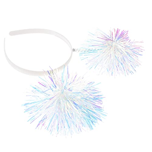 KOMBIUDA Haarschmuck Stirnband Hochzeits-Kopfschmuck Silberne Haarspange Kleid-Accessoires s-Haar-Accessoires Pompom- sparty-Haarreifen Valentinstag-Stirnband Flauschiges Stirnband von KOMBIUDA