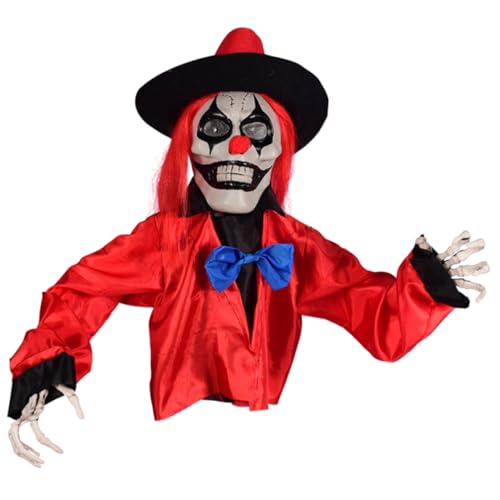 KOMBIUDA Halloween-Dekoration Kostüm Animatronische Halloween-Requisiten Tür Halloween- Im Freien Halloween-hängedekorationen Girlande Clown- Unter Becher Geist Rot Plastik von KOMBIUDA