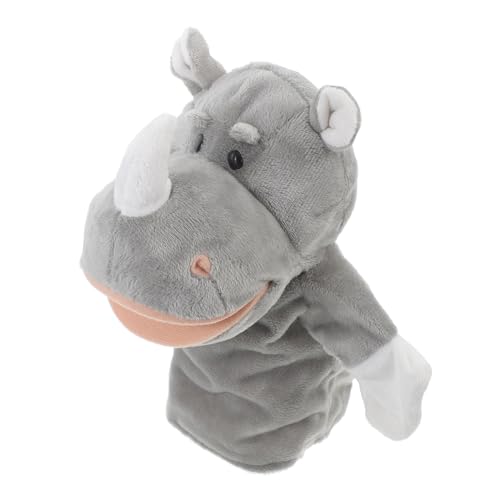 KOMBIUDA Handpuppe Nashorn Plüsch Handpuppe Kuscheltier Plüschpuppe Handpuppe für Kinder kleine Handpuppe Puppentheater Früherziehung Spielzeug Puppenspielzeug Tierpuppen PP Baumwolle Grey von KOMBIUDA