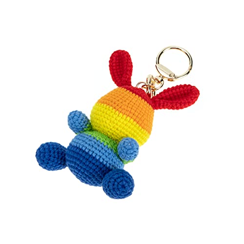 KOMBIUDA Hasenpuppe Ostern Schlüsselanhänger Mini-Rucksack- -Hasen- Modepuppe Kleines Gestricktes Hasenspielzeug Ausgestopfter Hase Aus Plüsch Baumwollfaden Colorful von KOMBIUDA