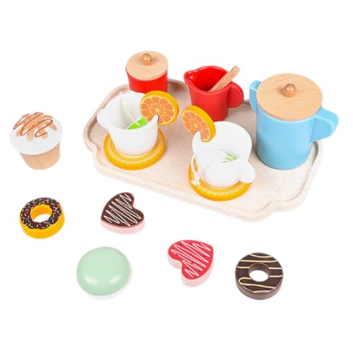 KOMBIUDA Holzspielzeug Teeservice Für Kinder 1 Set Nachmittagstee Spielzeug Simulation Aus Holz Essen Und Dessert Rollenspiel Spielzeug Für Jungen Und ädchen von KOMBIUDA