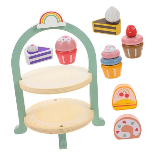 KOMBIUDA Spielzeug Spielzeug Für Kinder Holzspielzeug Teeservice Für Kinder Party Set Mit Dessertständer Rollenspiel Essensspielzeug Küchenspiel Set Für Ädchen Und Jungen 1 Satz von KOMBIUDA