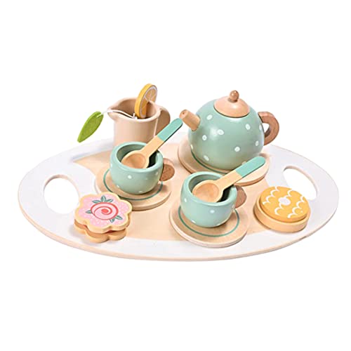 KOMBIUDA Pretend Play Tea Holz-teeservice Für Kleinkinder Jungen Und Mädchen Teeservice 1 Set Holz-teeservice Spielzeug Kinder-nachmittagstee-spielset von KOMBIUDA