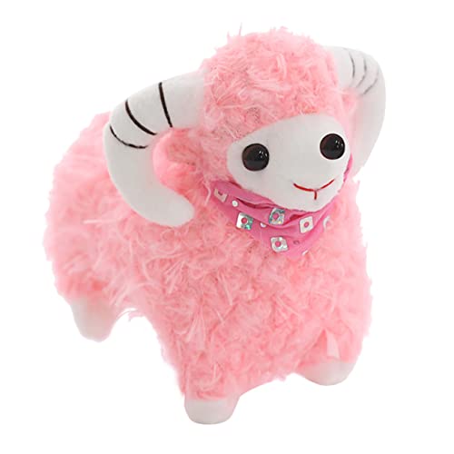 KOMBIUDA Kleine Schafpuppe Schafe Simulation pelziges Schafpuppenspielzeug Plüsch-Schaf-Puppe Plüschspielzeug Plüsch-Schaf-Ornament Plüsch-Schaf-Figur PP Baumwolle Rosa von KOMBIUDA