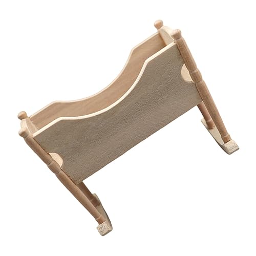 KOMBIUDA Kleine Wiege Kinderzimmermöbel Kinderbett für Puppen Mini- Miniatur-Schlafzimmermöbel Mini- - holzkrippen holzbetten puppenzubehör Miniatur Wiege Hausgerät von KOMBIUDA