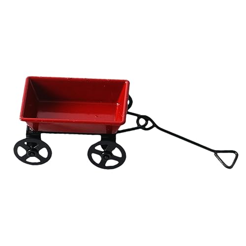 KOMBIUDA Kleiner Anhänger puppenwagen kinderspielzeug Auto Trolley puppenhauszubehör winzig Dinge Trolley-Modell für Mini- Mini-Desktop-Ornament Eisen rot von KOMBIUDA