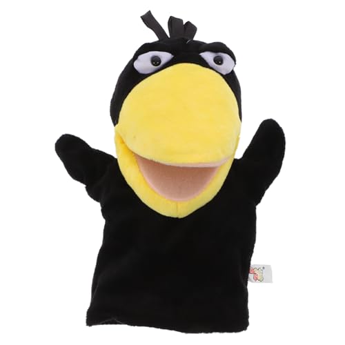 KOMBIUDA Krähe Handpuppe Spinnendekoration Figuren Ungewöhnlich Künstliche Dekoration Skulptur Spielpuppe Bunte Marionette Buntbarsch Hirsch Buchstützen Plüsch Black von KOMBIUDA