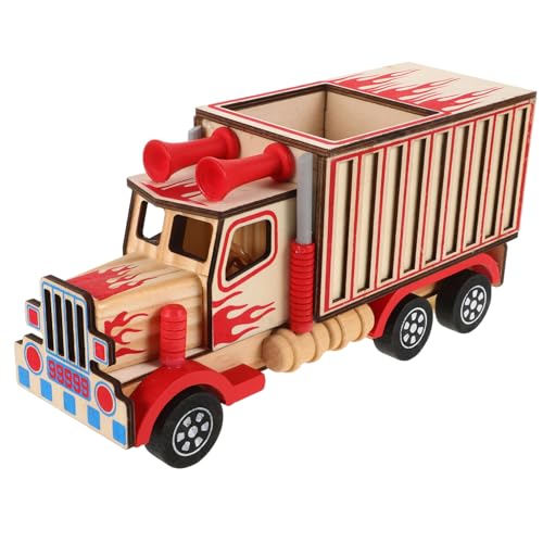 KOMBIUDA LKW-Modell Autoschmuck Aus Holz Kleiner Lastwagen LKW-Handwerk LKW-Figur LKW-Ornament Aus Holz LKW- Spielzeuglastwagen Miniatur-LKW-Ornament Ruck-Spielzeug Hölzern von KOMBIUDA