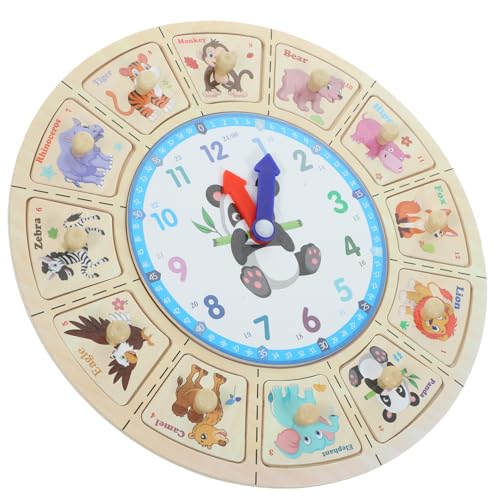 KOMBIUDA Lehruhr tragbare Uhr Unterrichtsuhren für Kinder lernuhr Kinder kinderlernuhr Kinderspielzeug Puzzle Uhr für Kinder, die Lernen, die Uhrzeit zu lesen Uhrlernen für Kinder Holz von KOMBIUDA