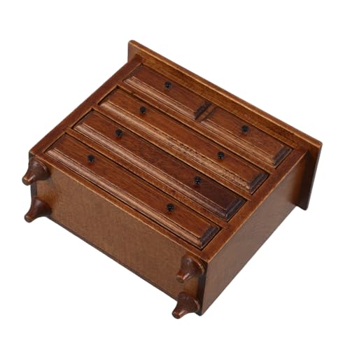 KOMBIUDA Maßstab Puppenhaus Möbel aus Birkenholz mit Schubladen Retro Stil Kastanienfarbener Vintage Miniaturschrank für Puppenhaus Schlafzimmer und Wohnzimmer KOMBIUDA Maßstab Puppenhaus Möbel aus Birkenholz mit Schubladen Retro Stil Kastanienfarbener Vintage Miniaturschrank für Puppenhaus Schlafzimmer und Wohnzimmer von KOMBIUDA