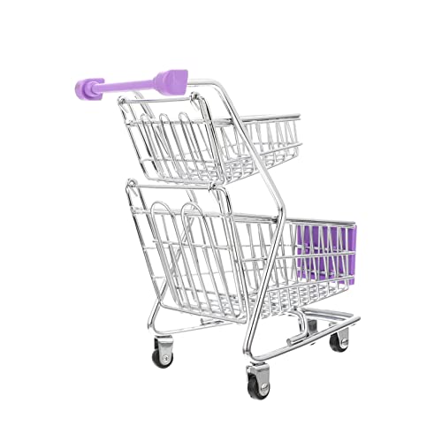 KOMBIUDA Mini-einkaufswagen Mini-Trolley Einkaufswagen Rc-Drift-Auto Küchenwagen Barwagen Bowls-Trolley Mit Rollen Miniwagen Carrito Miniatur Warenkorb Abs Violett von KOMBIUDA